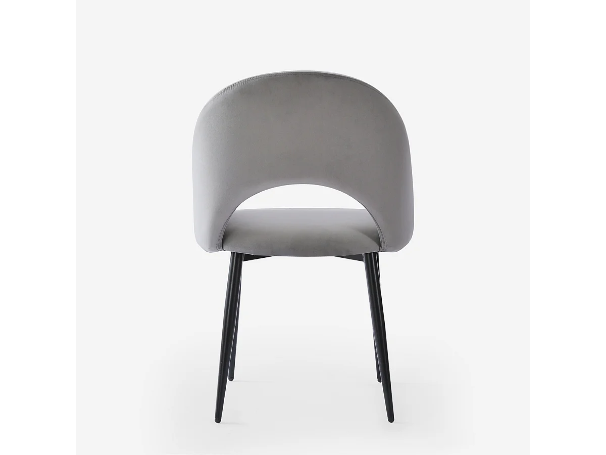 Sedia con braccioli moderna in velluto per sala da pranzo e cucina Rozan - Grigio