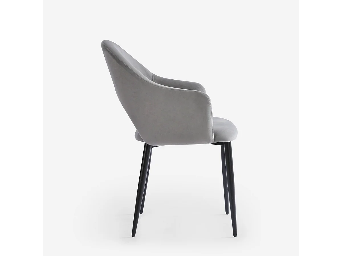 Stuhl mit Armlehnen modern aus Samt für Esszimmer und Küche Rozan - Grau