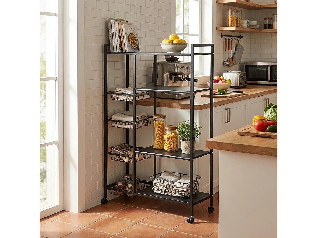 Chariot de cuisine moderne avec roulettes 115x32x135cm Faris Deluxe