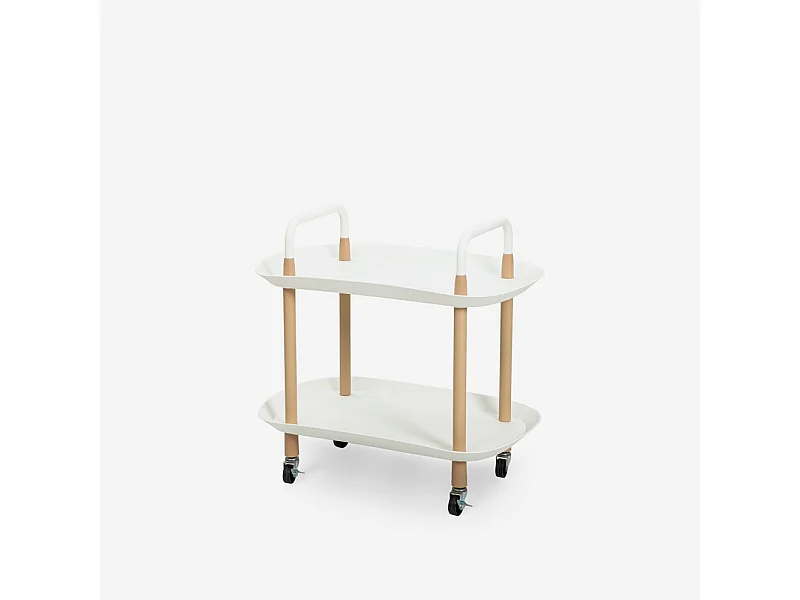 Lebensmittelwagen modern mit Rädern 2 Ablagen schwarz weiß Wala - Weiß