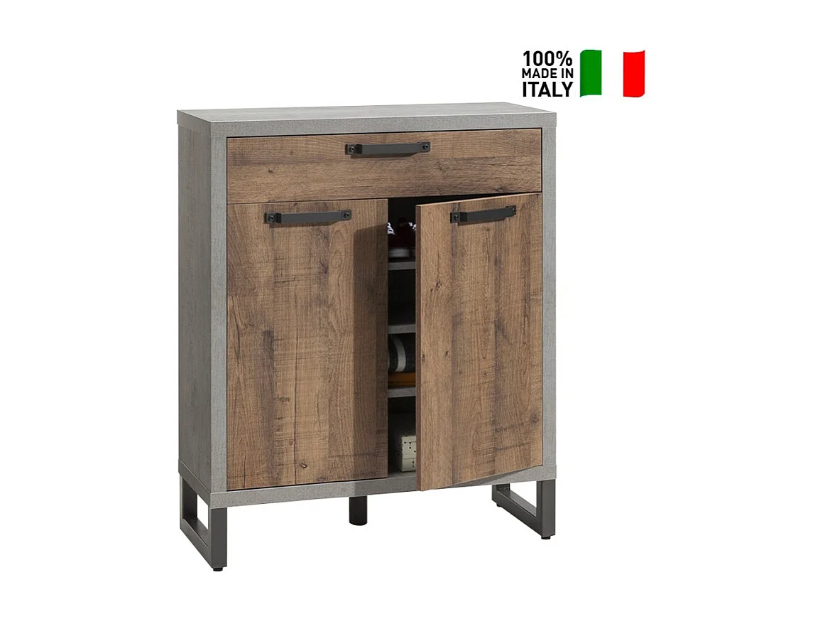 Zapatero entrada 4 baldas cajón diseño industrial moderno Harbour