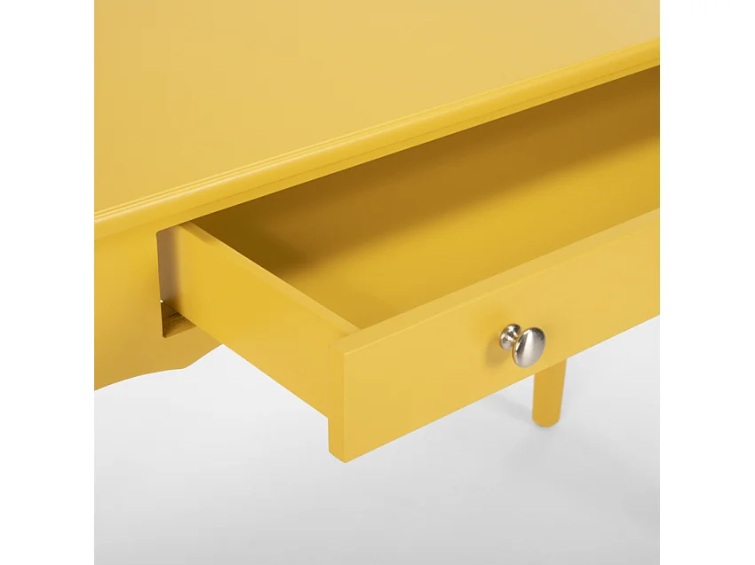 Table console élégante et fonctionnelle en bois shabby chic Toscano - Jaune