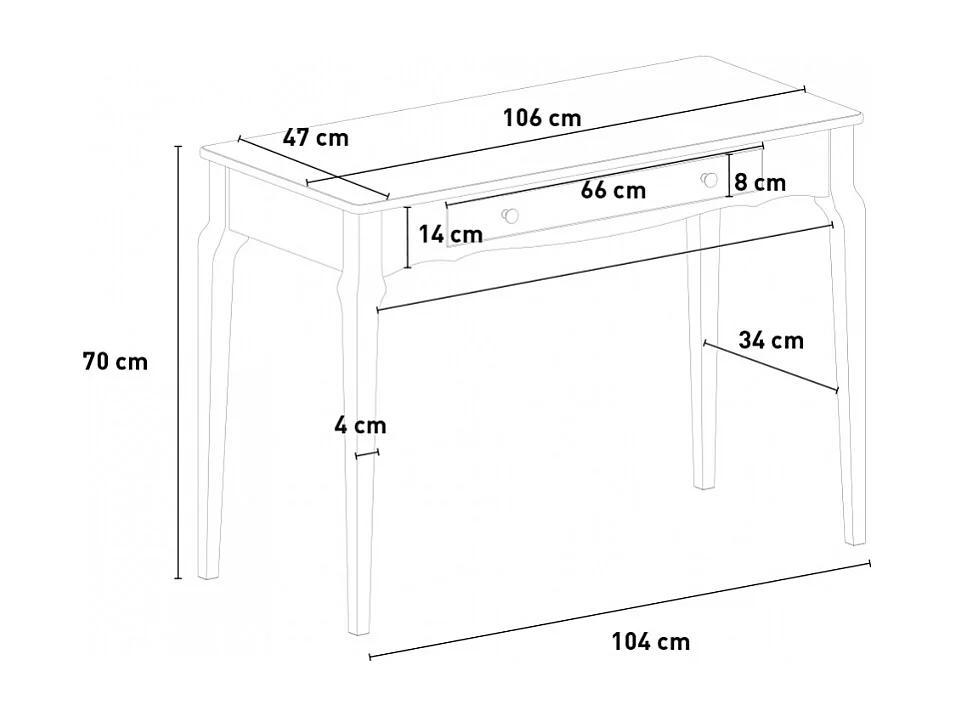 Table console élégante et fonctionnelle en bois shabby chic Toscano - Jaune