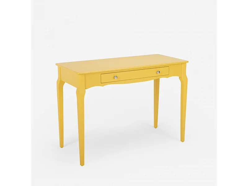 Table console élégante et fonctionnelle en bois shabby chic Toscano - Jaune