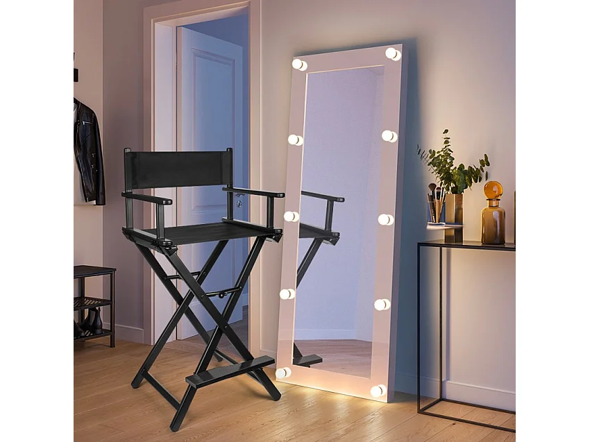 Silla de maquillaje taburete de director profesional plegable negro Steven