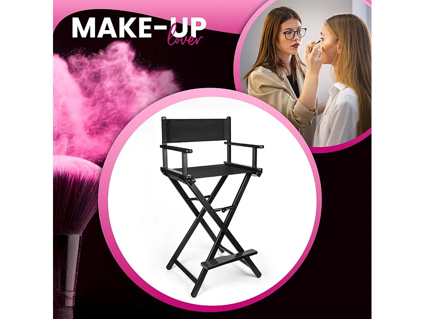 Silla de maquillaje taburete de director profesional plegable negro Steven