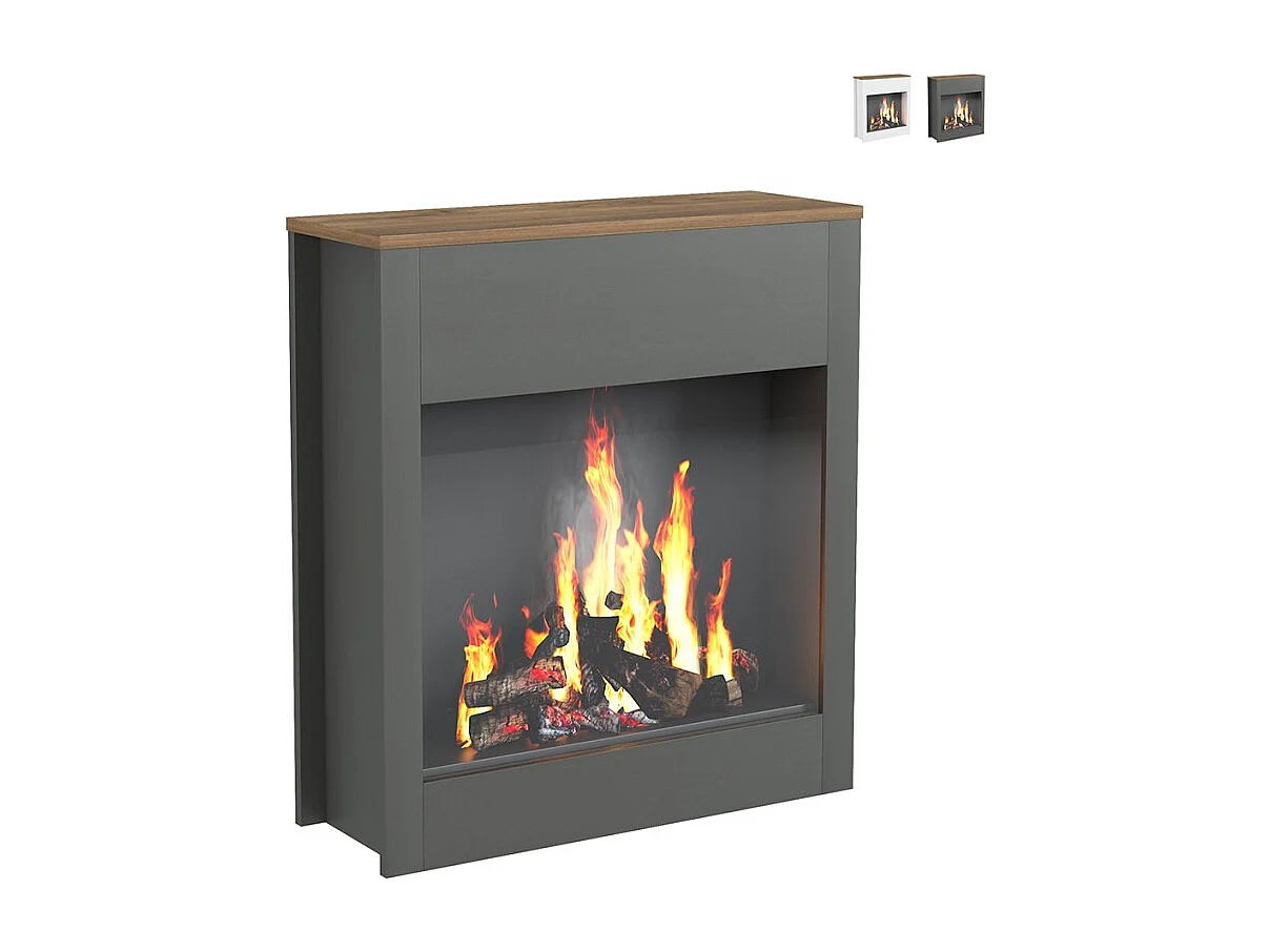 Dekorativer Holzrahmen für elektrischen Standkamin Buren - Schwarz