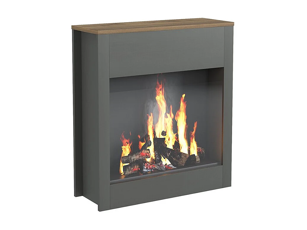 Dekorativer Holzrahmen für elektrischen Standkamin Buren - Schwarz