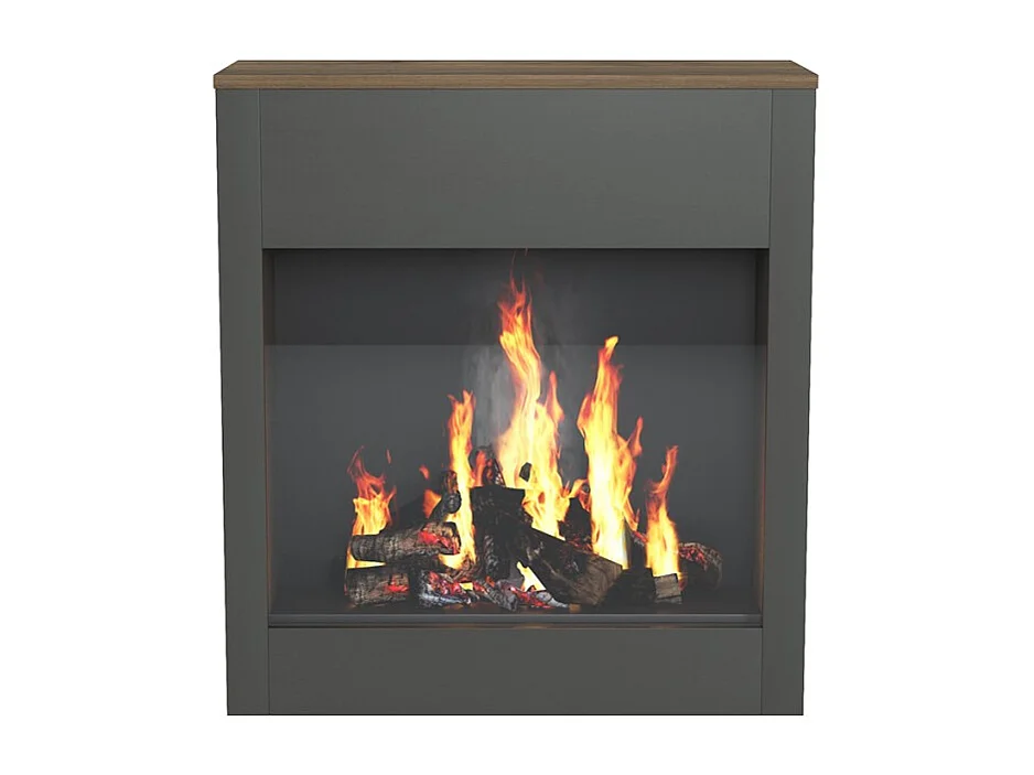Dekorativer Holzrahmen für elektrischen Standkamin Buren - Schwarz