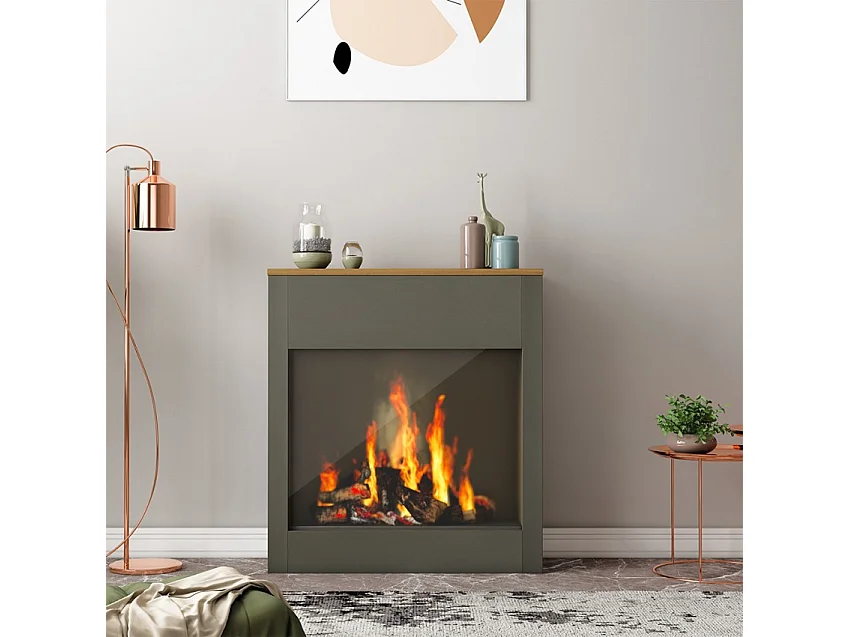 Dekorativer Holzrahmen für elektrischen Standkamin Buren - Schwarz