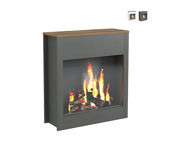 Dekorativer Holzrahmen für elektrischen Standkamin Buren - Schwarz