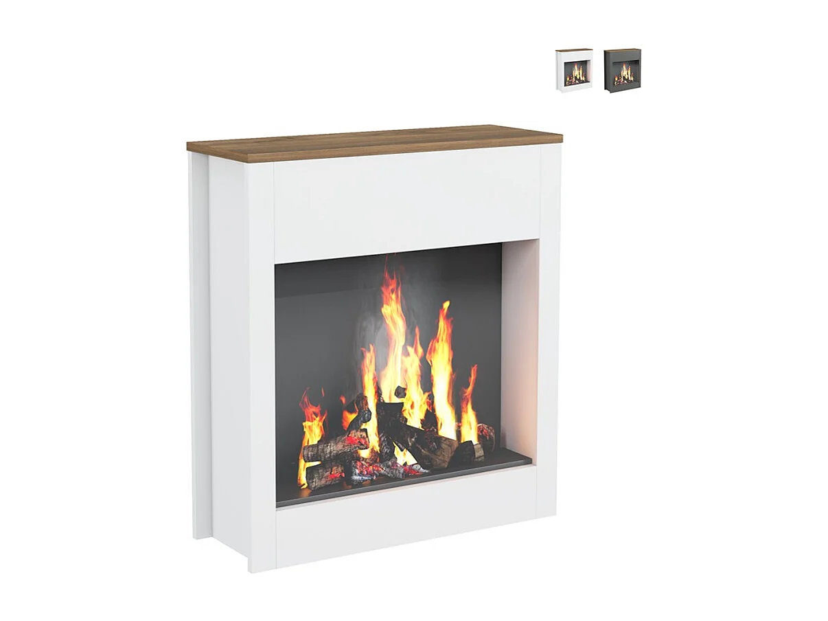 Marco decorativo de madera para chimenea eléctrica de suelo Buren - Blanco