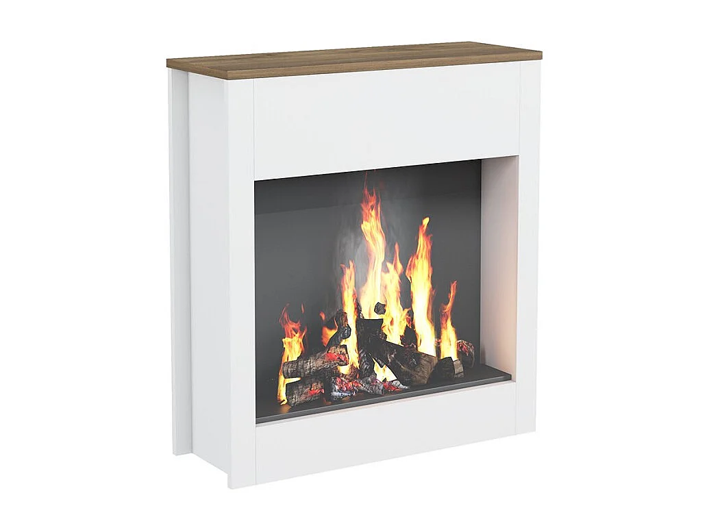 Marco decorativo de madera para chimenea eléctrica de suelo Buren - Blanco