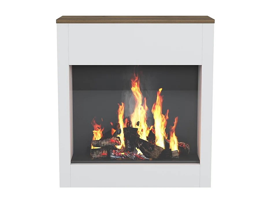 Marco decorativo de madera para chimenea eléctrica de suelo Buren - Blanco