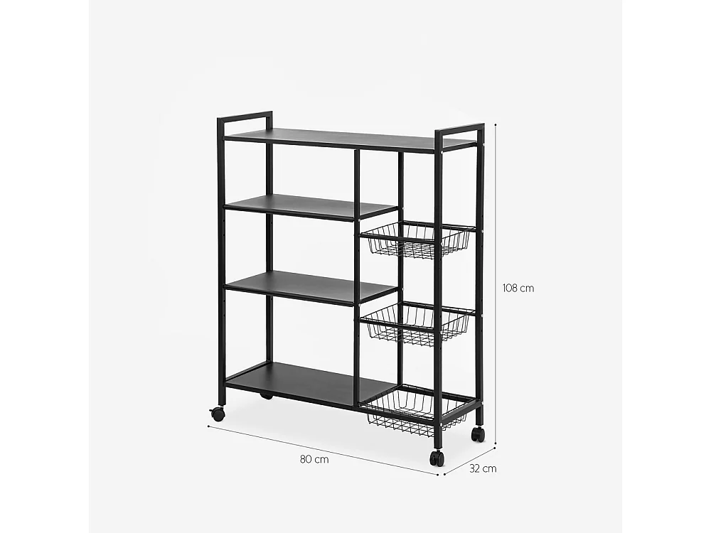 Obst- und Gemüsewagen aus Metall mit Rädern 80x32x108cm Faris
