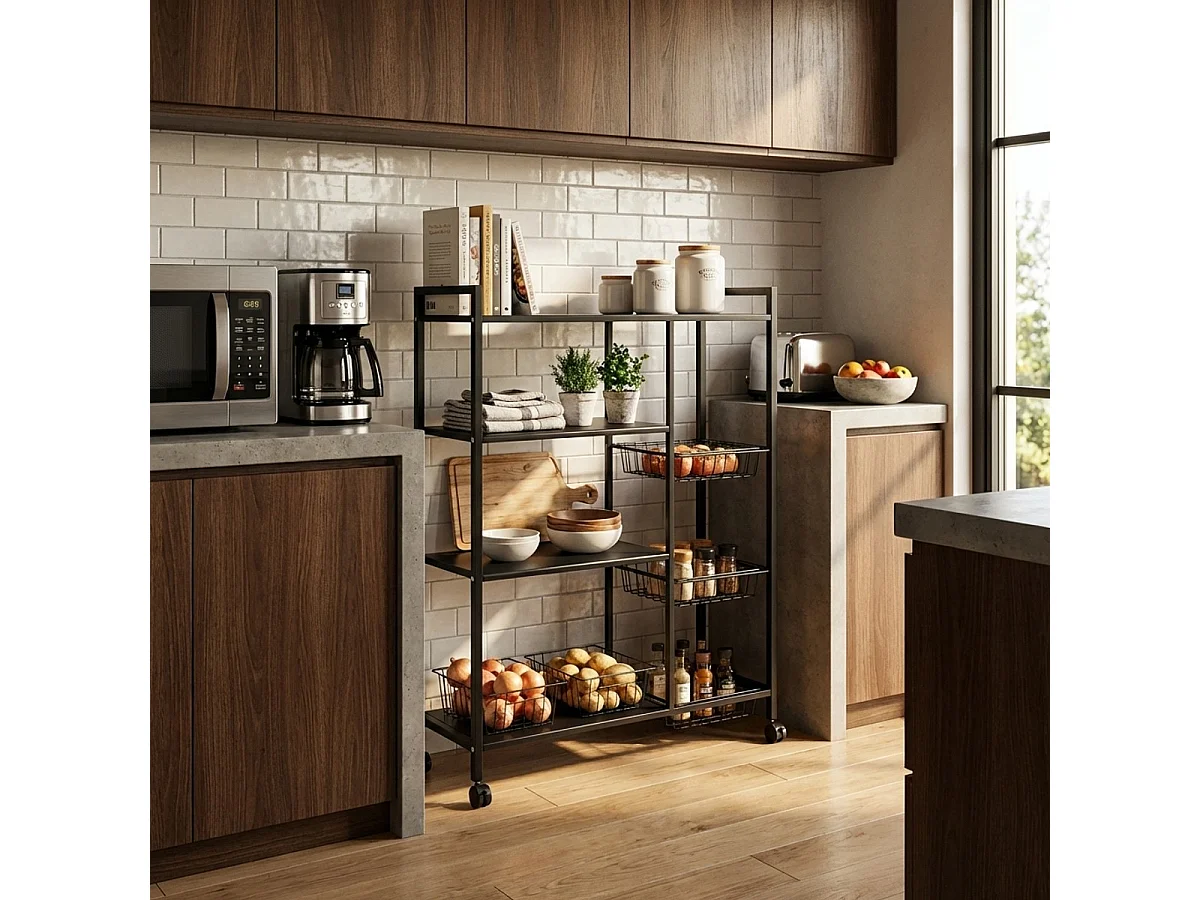 Chariot fruits et légumes en métal avec roulettes 80x32x108cm Faris