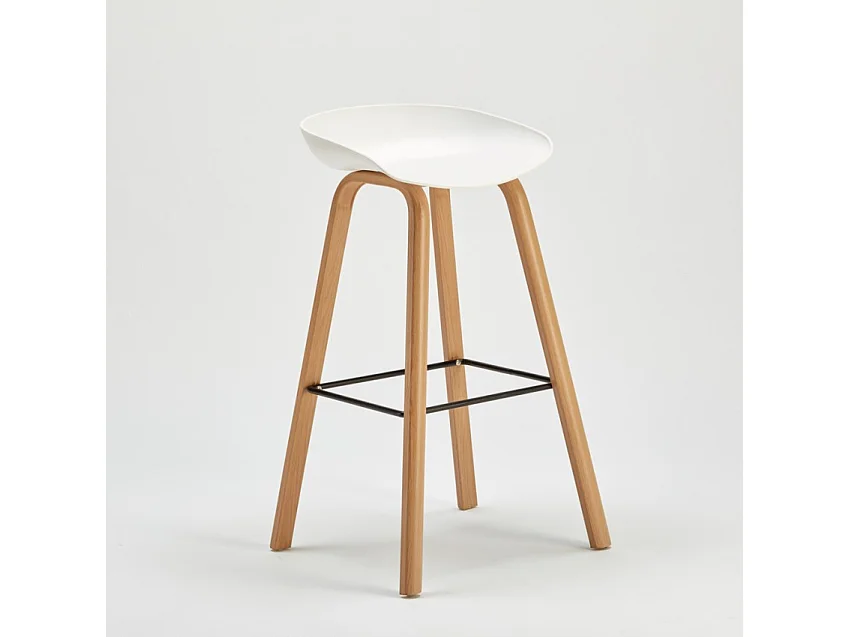 Conjunto de mesa alta 2 taburetes de bar h75cm blanco madera escandinava Vineland