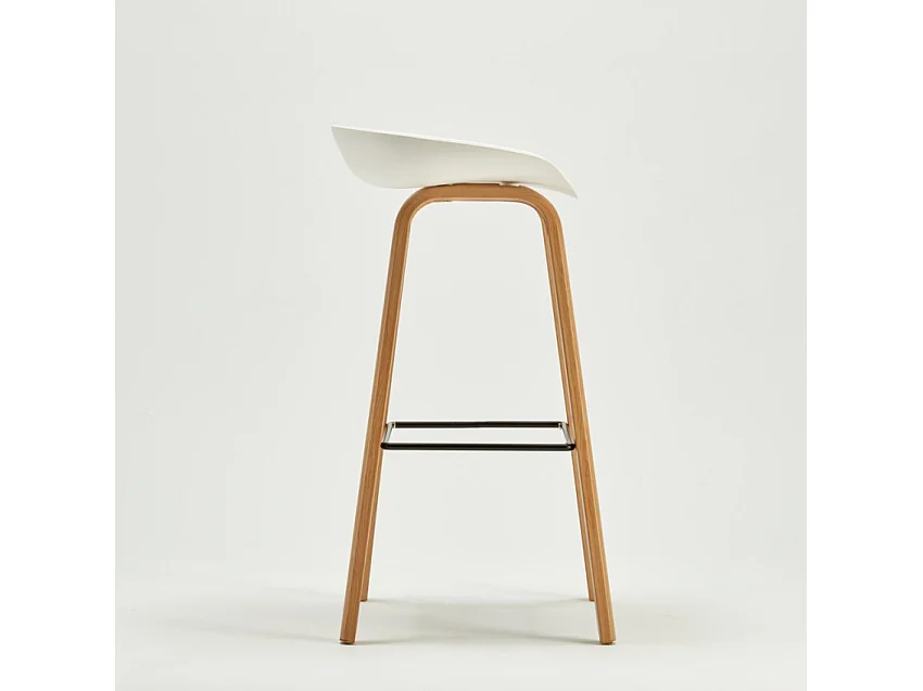 Conjunto de mesa alta 2 taburetes de bar h75cm blanco madera escandinava Vineland