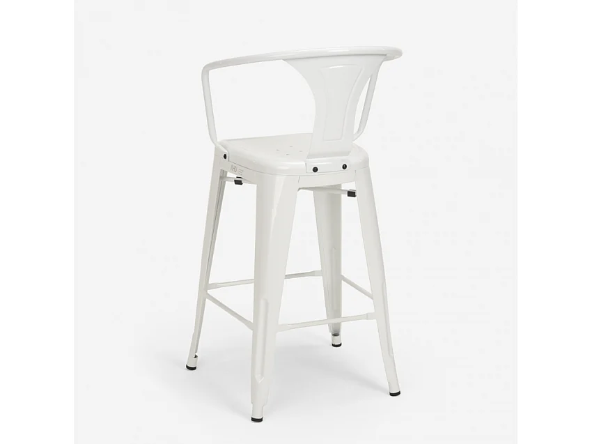 juego cocina bar mesa madera industrial 60 x 60 cm 4 taburetes mason noix - Blanco