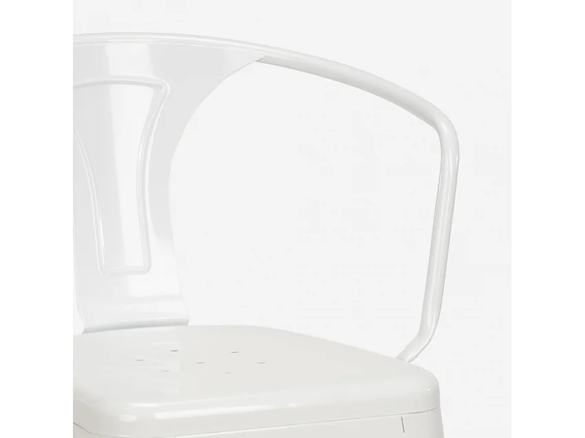 juego cocina bar mesa madera industrial 60 x 60 cm 4 taburetes mason noix - Blanco