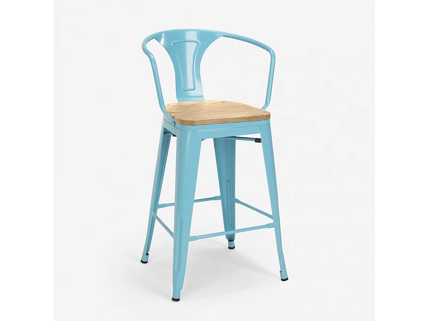 juego bar cocina 4 taburetes mesa alta 60 x 60 mason noix top light - Azul