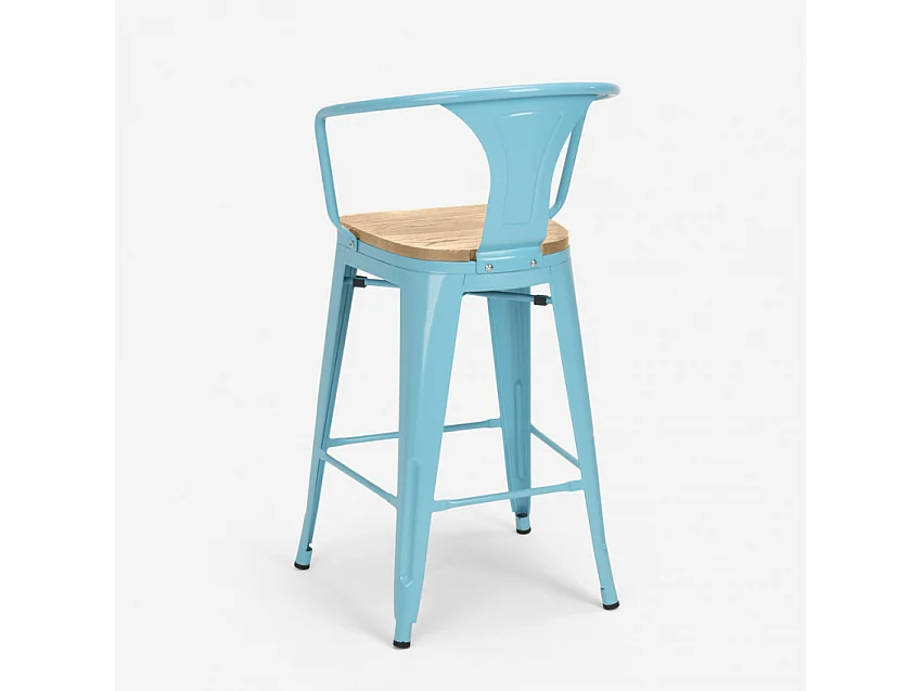 juego bar cocina 4 taburetes mesa alta 60 x 60 mason noix top light - Azul