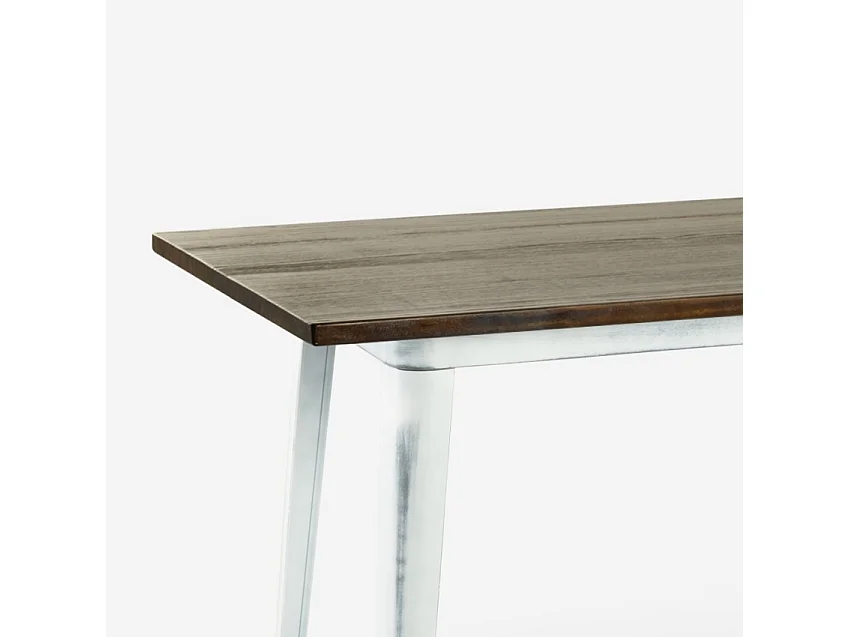 table haute 120x60 blanc +4 tabourets style vintage swanton - bois neutre