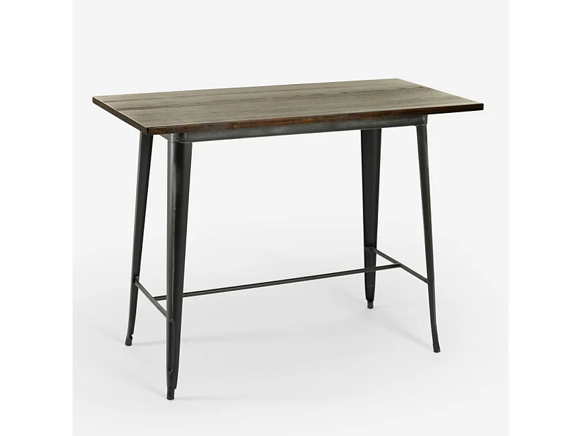 set  tisch 120x60 4 hocker mit rückenlehne vintage schwarz bar blackduck - Wenge