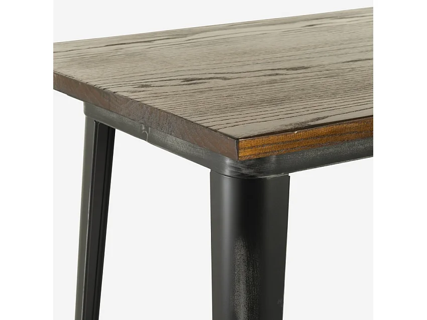 set  tisch 120x60 4 hocker mit rückenlehne vintage schwarz bar blackduck - Wenge