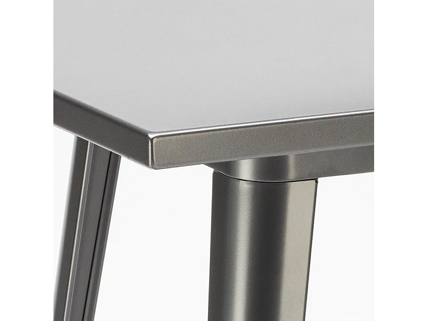 set bar cucina tavolino alto metallo 60x60cm 4 sgabelli legno buch - Marrone