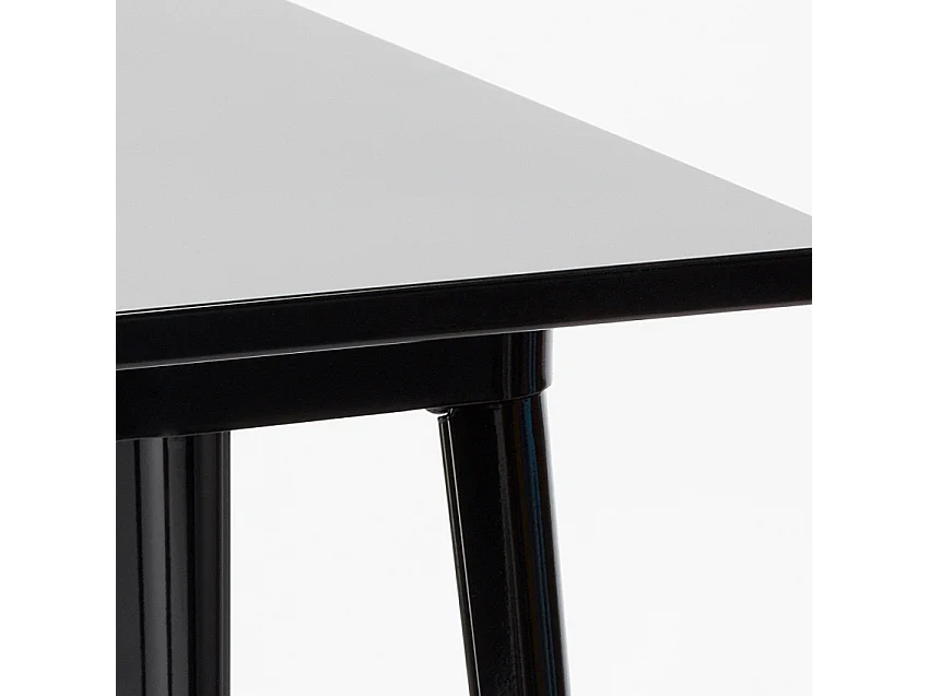 juego mesa negro 60 x 60 cm industrial 4 taburetes bucket black top light - Azul