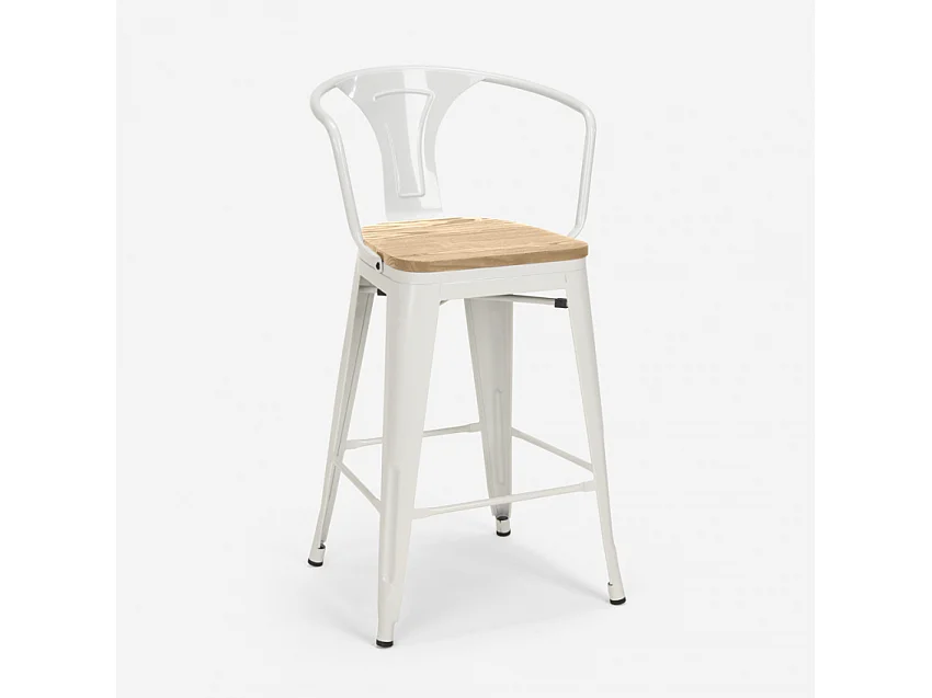 juego bar cocina 4 taburetes mesa alta 60 x 60 mason noix top light - Blanco