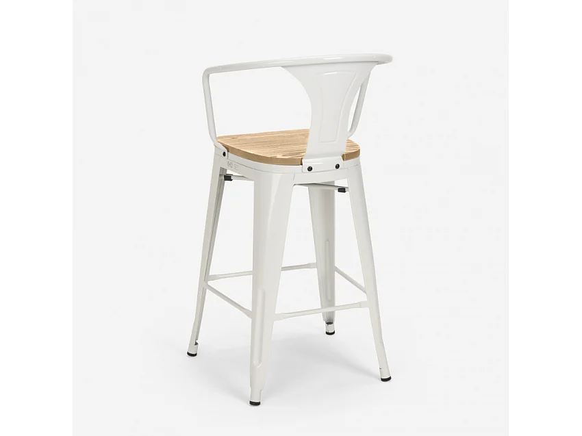 juego bar cocina 4 taburetes mesa alta 60 x 60 mason noix top light - Blanco