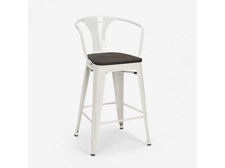 set tisch 60x60cm 4 hocker im industrie stil holz metal mason noix wood - Weiß