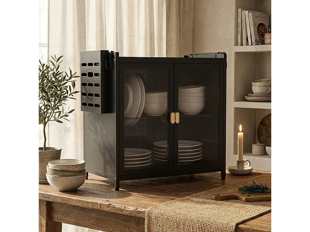 Mueble armario escurreplatos organizador para cocina 44x28x47cm Arin - Negro