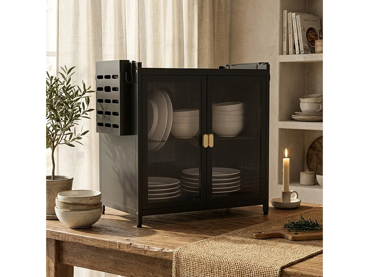 Mueble armario escurreplatos organizador para cocina 44x28x47cm Arin - Negro