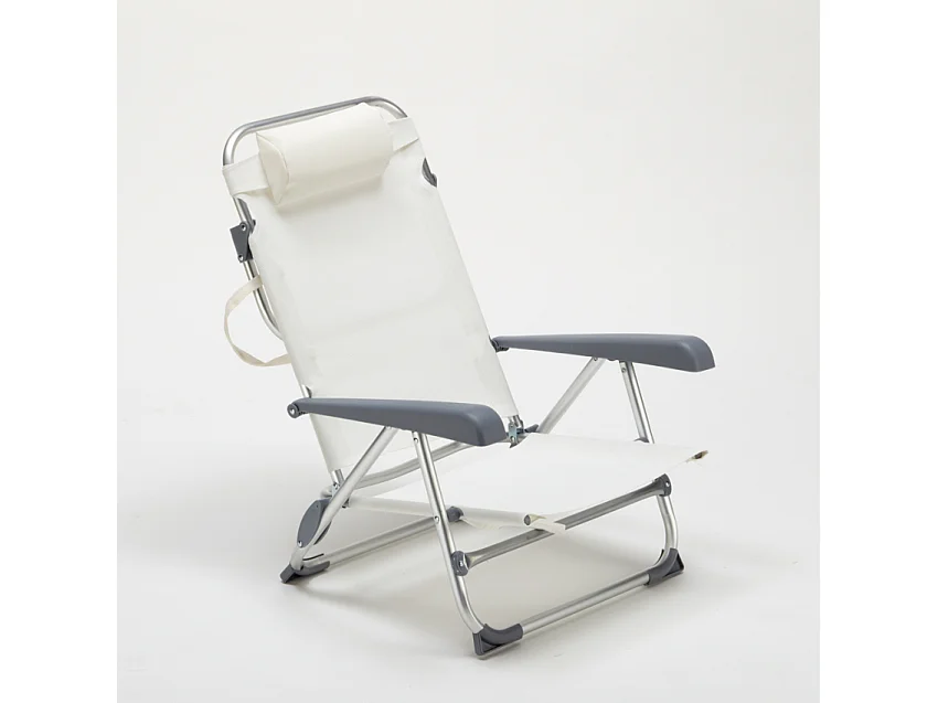 Sedia sdraio spiaggina con braccioli pieghevole Gargano - Bianco