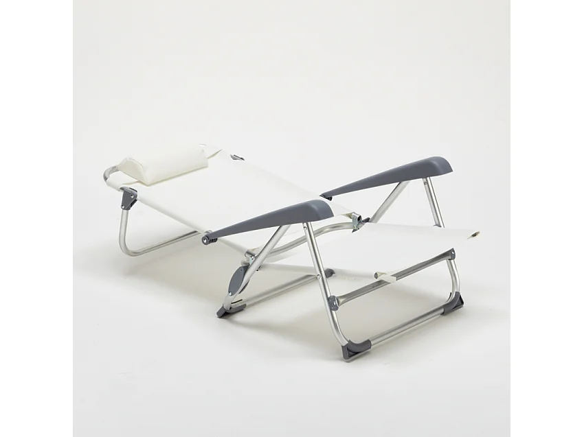 Sedia sdraio spiaggina con braccioli pieghevole Gargano - Bianco