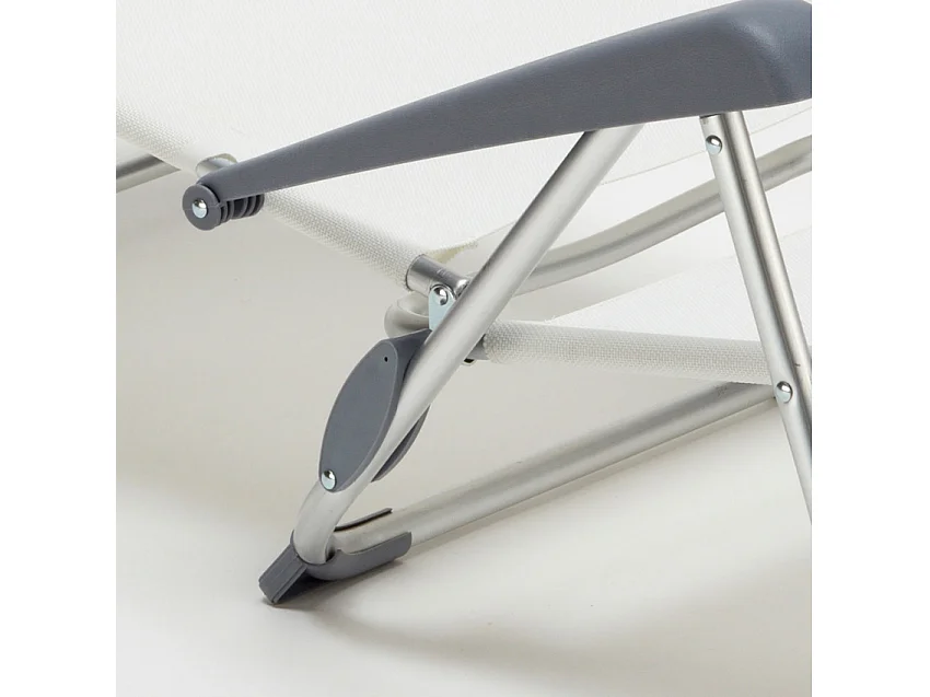 Liegestuhl Strandstuhl Klappbar mit Armlehne aus Aluminium für Strand Gargano - Weiß