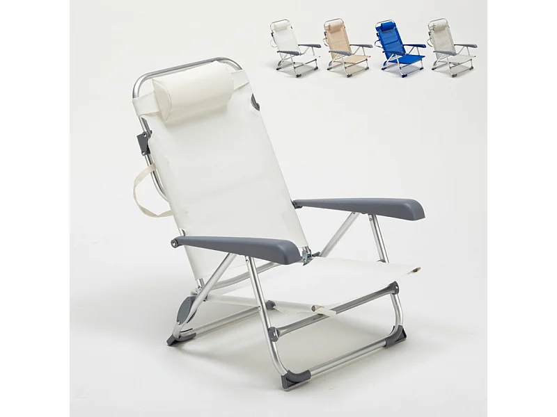 Sedia sdraio spiaggina con braccioli pieghevole Gargano - Bianco