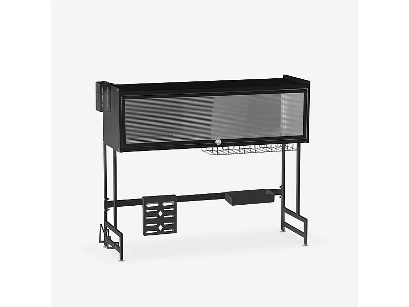 Escurridor de platos vertical sobre Fregadero para cocina negro 105x30x78cm Sover Plus