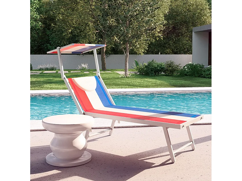 4 lettini prendisole spiaggia mare professionali in alluminio Santorini Europe - Francia