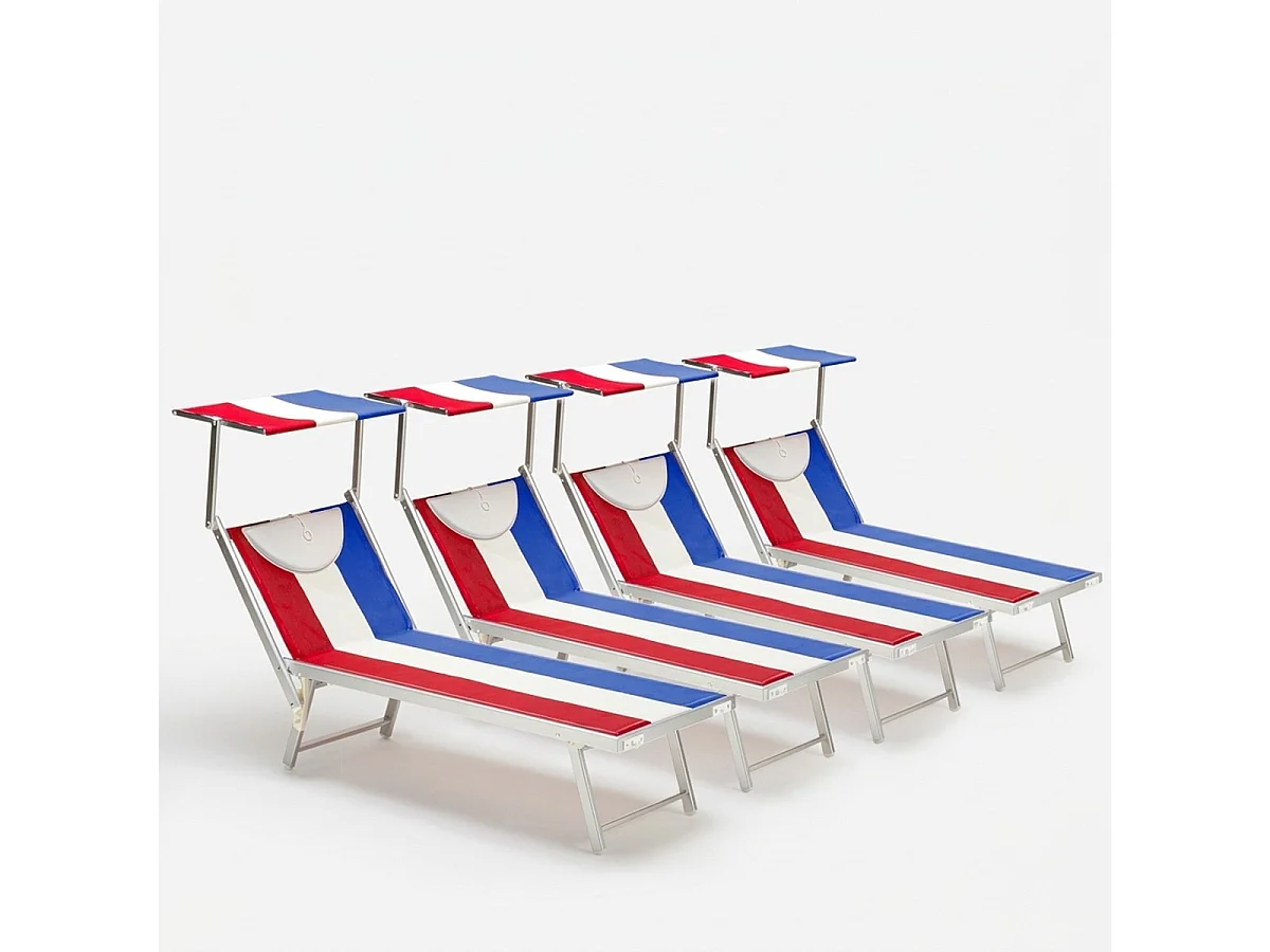 4 tumbonas plegables de playa en aluminio Santorini Europe Stock - Francia