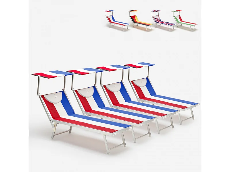4 lettini prendisole spiaggia mare professionali in alluminio Santorini Europe - Francia