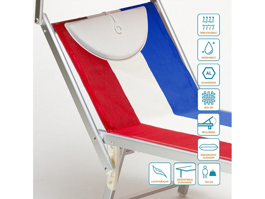 Santorini Europe Edition Sonnenliege Meer Strand Professionell aus Aluminium - Frankreich