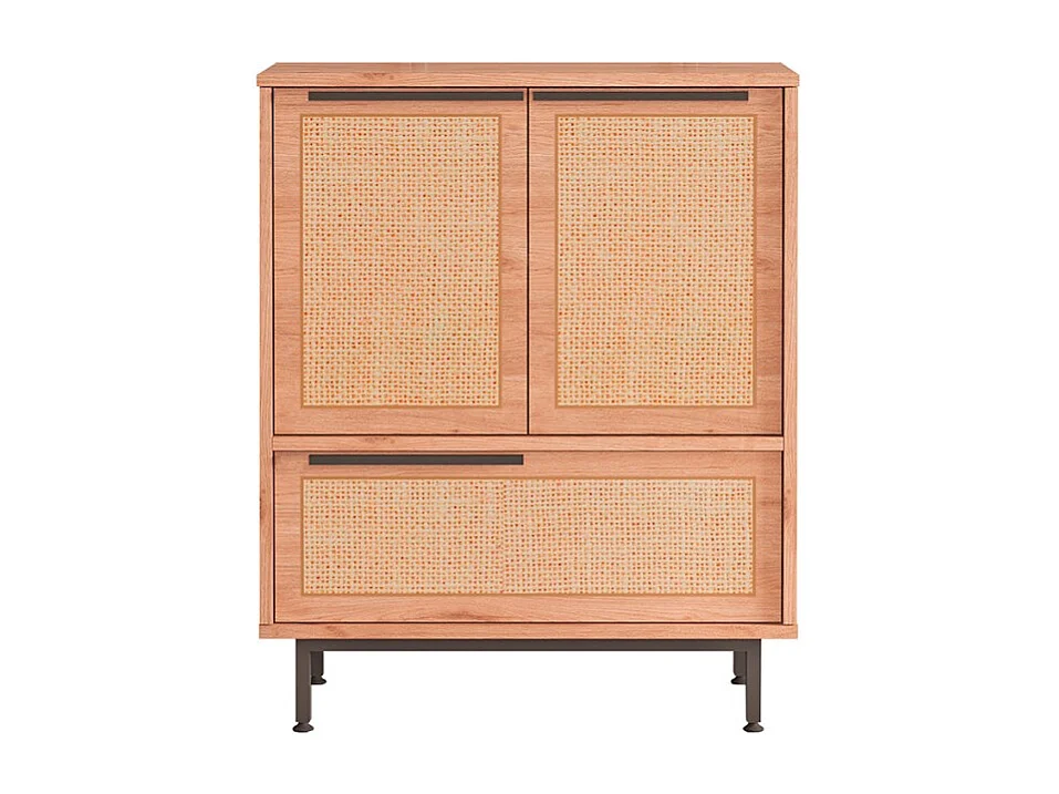 Mehrzweckschrank Küchenschrank 3 Türen Holz 75x36x90cm Thaon - Beige Jute