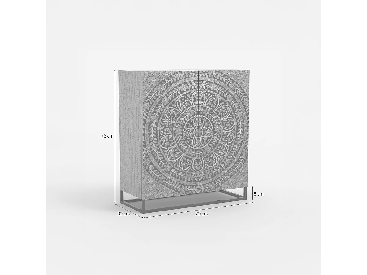 Aparador alto de salón con 2 puertas con incrustaciones de nácar Nika