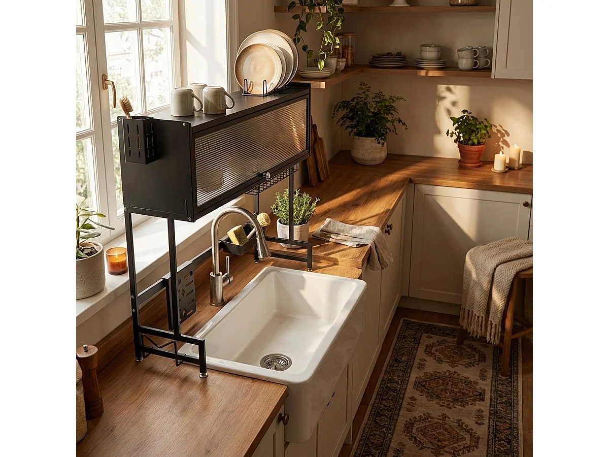 Escurreplatos vertical sobre fregadero para la cocina negro compacto Sover