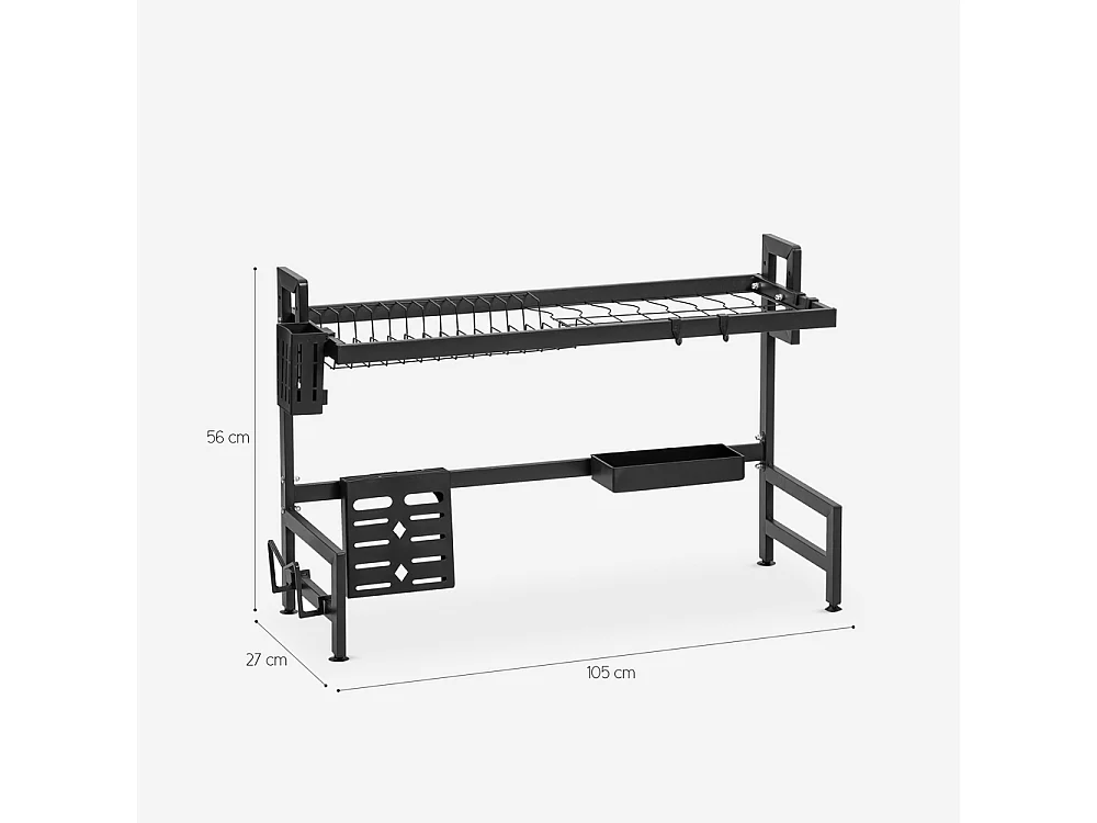 Escurridor de platos de cocina vertical sobre fregadero 105x27x56cm Nalan Plus - Negro