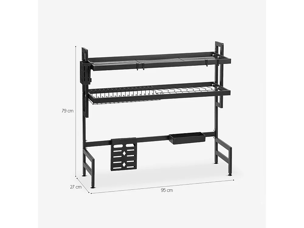 Escurridor de platos de cocina vertical sobre fregadero compacto 95x27x79 Teket - Negro